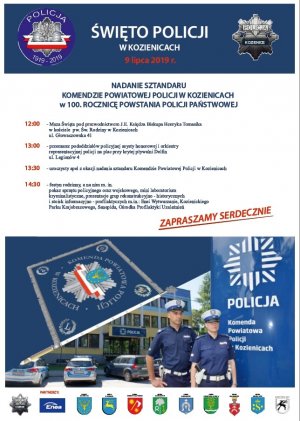 Plakat na Święto Policji w KPP Kozienice
