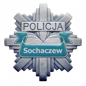 Logo w kształcie gwiazdy na którym umieszczono napis policja sochaczew