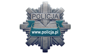 Logo policji w kształcie gwiazdy. W środku logo jest napis policja.pl