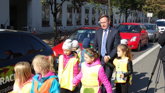 Do działań na rzecz bezpieczeństwa pieszych przyłączył się także Pan Wojciech Jasiński- Prezydent Żyrardowa